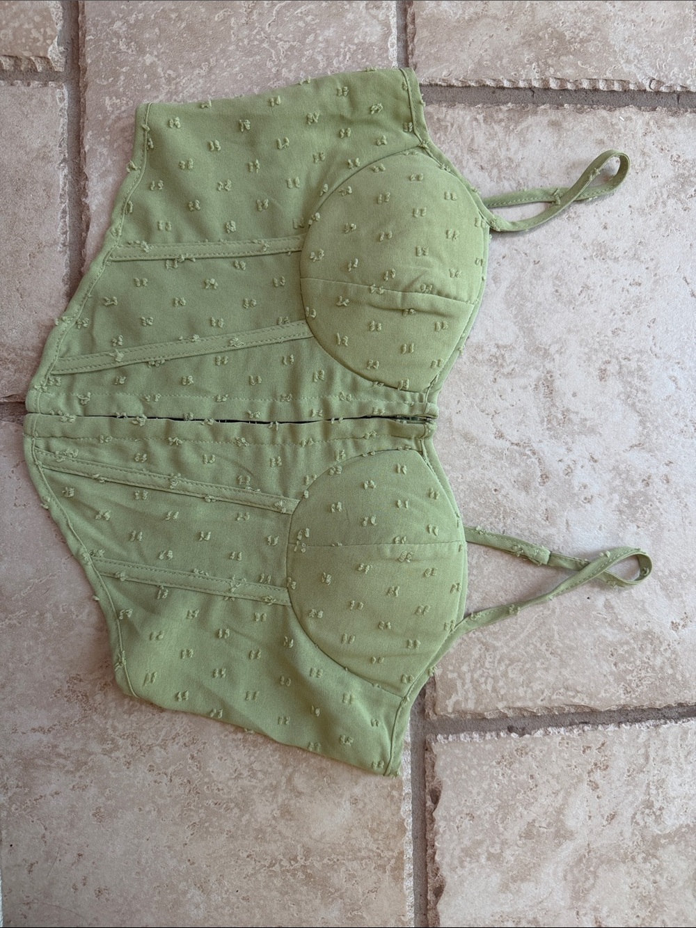 Textured Light Green Bustier Crop Top